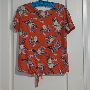 Old navy floral shirt with knot